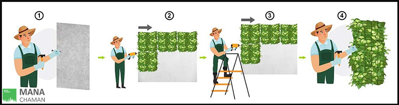 نصب دیوار سبز مصنوعی با پیچ