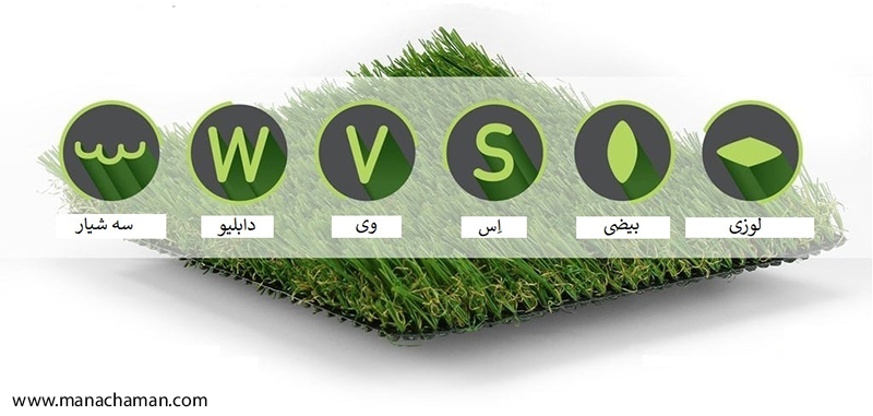 اَشکال مختلف مقطع عرضی الیاف چمن مصنوعی