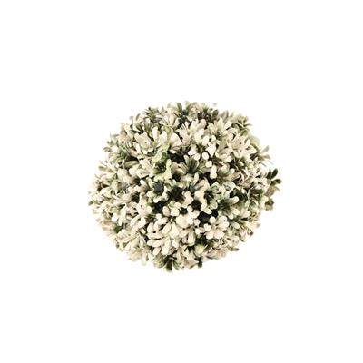 گل مصنوعی توپی مدل رزماری سفید سایز کوچک