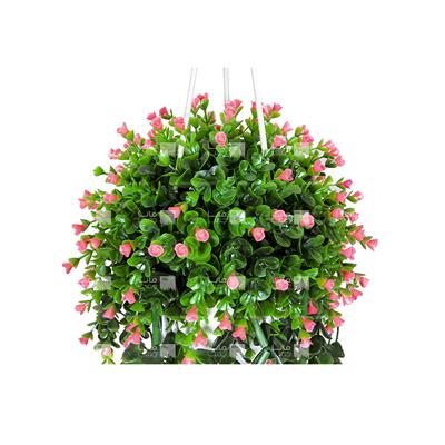 گلدان آویز سقفی مدل شمشاد با گل صورتی